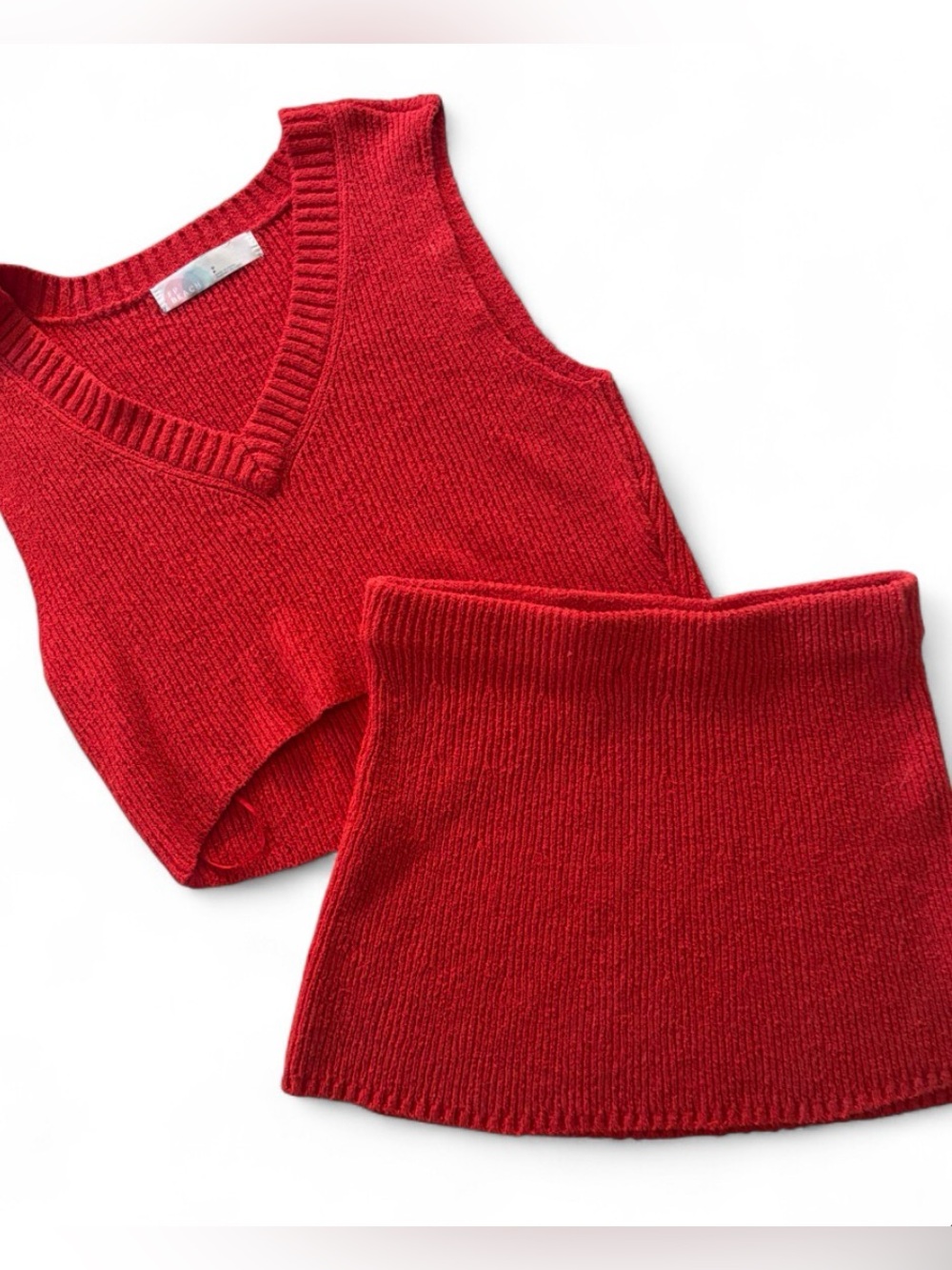 Free People Marsha Tank Top & Skirt Sweater Set in Red Size Small